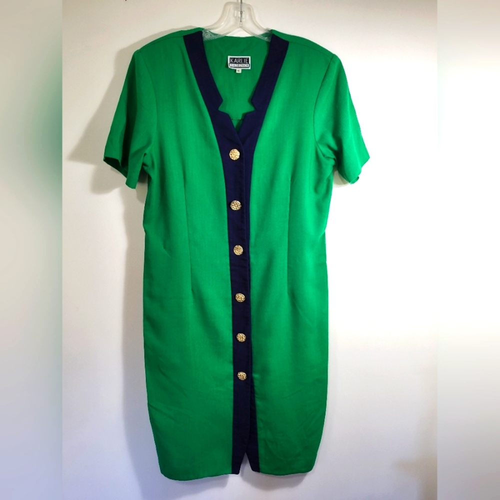 Karlie Collection v-neck button up midi dress women's 16 #2527